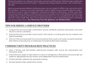 DOL Cybersecurity Guidance - Key Takeaways for Plan Sponsors and Service Providers