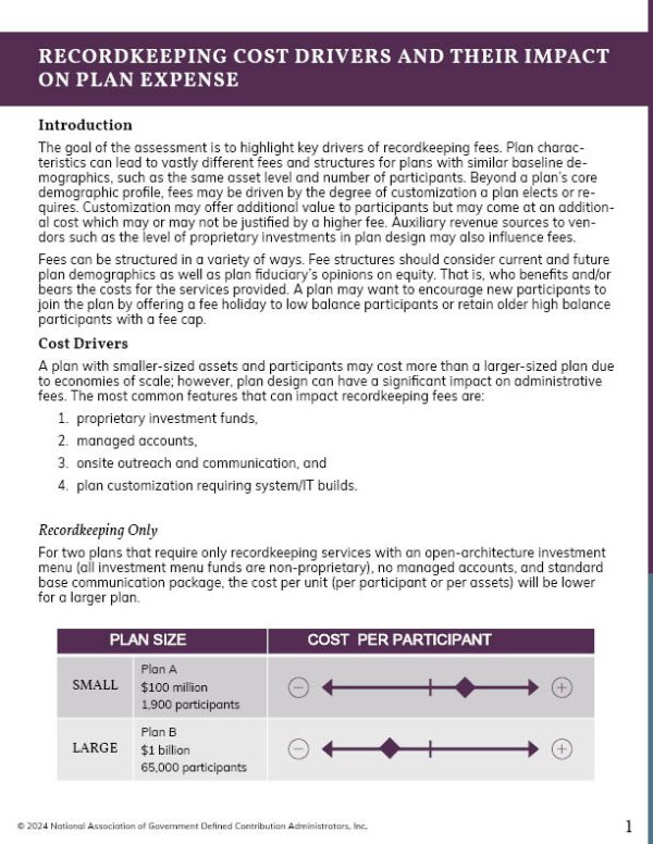 Fees Guide: Recordkeeping Cost Drivers and Their Impact on Plan Expenses