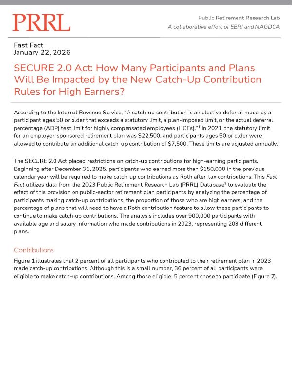 Fast Fact | SECURE 2.0 Act: How Many Participants and Plans Will Be Impacted by the New Catch-Up Contribution Rules for High Earners?