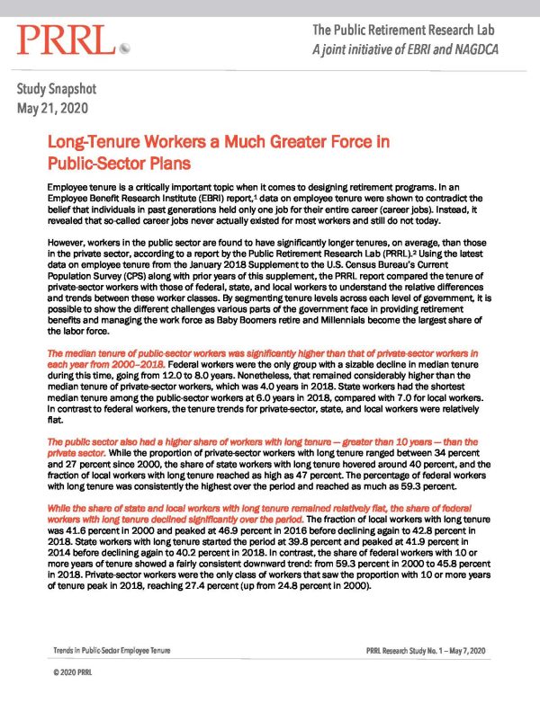 PRRL - Long-Tenure Workers a Much Greater Force in Public-Sector Plans