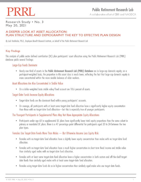 A Deeper Look at Asset Allocation: Plan Structure and Demography the Key to Effective Plan Design
