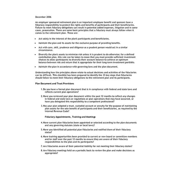 Fiduciary Checklist