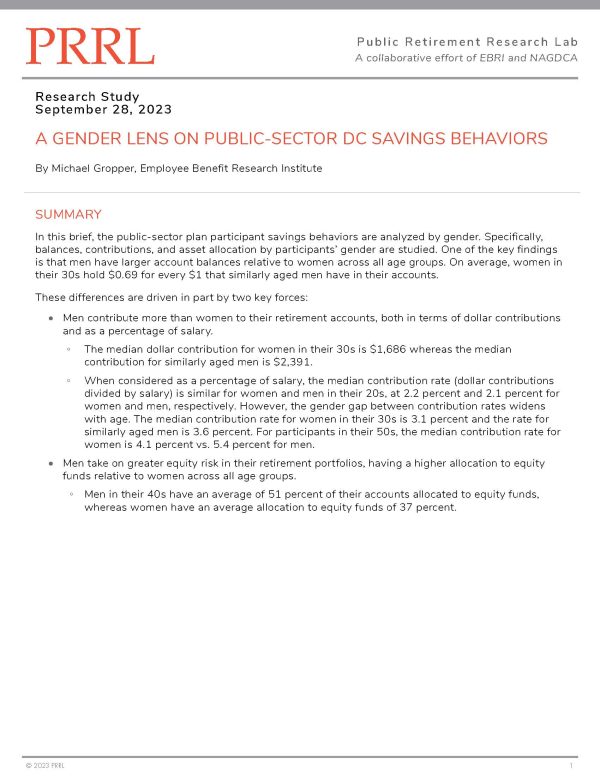 A Gender Lens on Public-Sector DC Savings Behaviors
